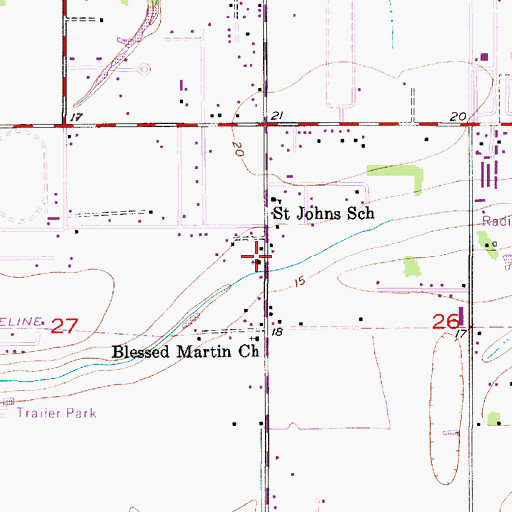 Topographic Map of Saint John Baptist Church, LA