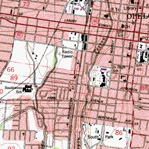 Topographic Map of Saint John Baptist Church, LA