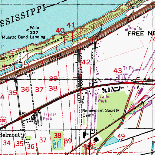 Topographic Map of Saint John Baptist Church, LA