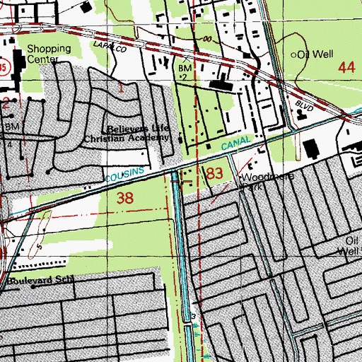 Topographic Map of Saint John Bosco Church, LA