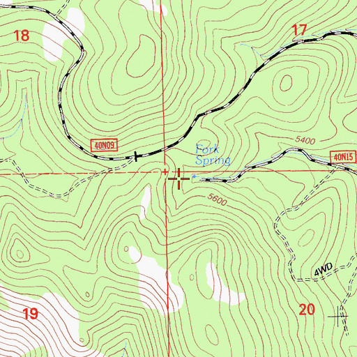 Topographic Map of Fork Spring, CA