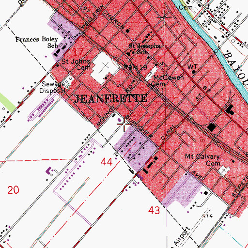 Topographic Map of Saint John the Baptist Church of Charenton, LA