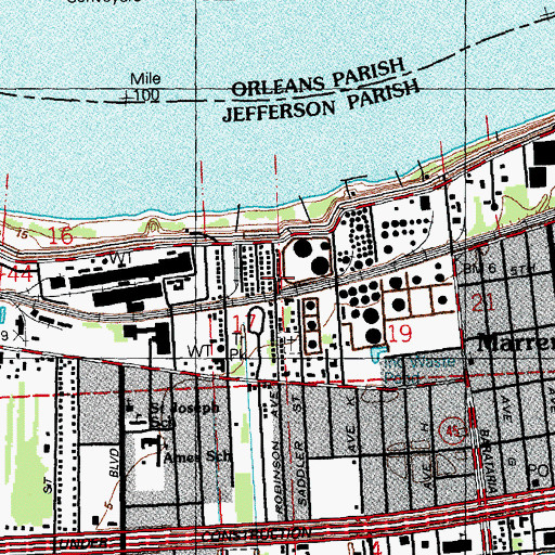Topographic Map of Saint Joseph Baptist Church, LA