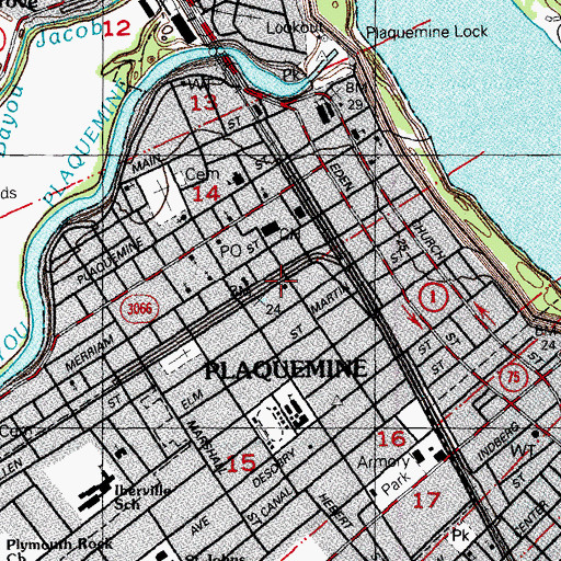 Topographic Map of Saint Joseph Baptist Church, LA
