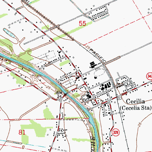 Topographic Map of Saint Joseph Church, LA