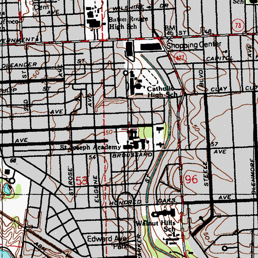 Topographic Map of Saint Joseph's Spirituality Center, LA