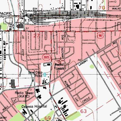 Topographic Map of Saint Jules Church, LA