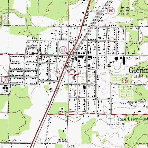 Topographic Map of Saint Louis Catholic Church, LA