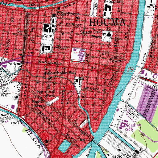 Topographic Map of Saint Lucy Catholic Church, LA
