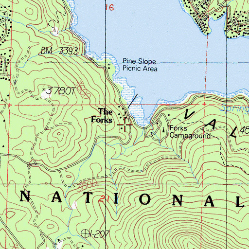 Topographic Map of Forks Campground, CA