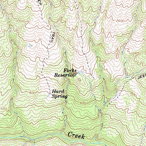 Topographic Map of Forks Reservoir, CA