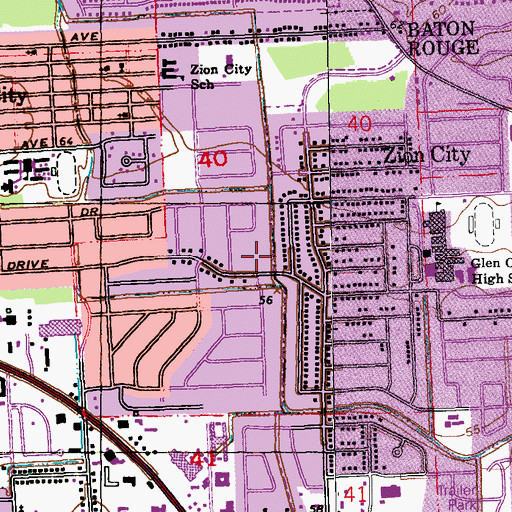 Topographic Map of Saint Mark United Methodist Church, LA