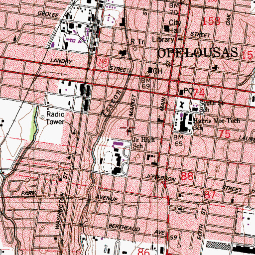 Topographic Map of Saint Marks United Methodist Church, LA