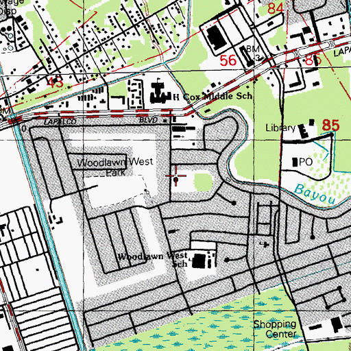 Topographic Map of Saint Martha Church, LA