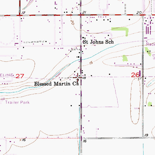 Topographic Map of Saint Martins Chapel, LA