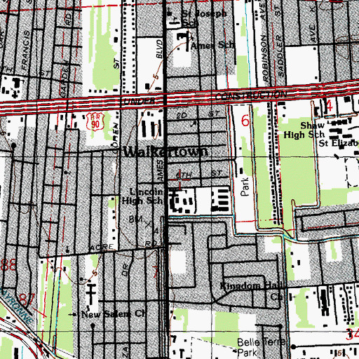 Topographic Map of Saint Mary Baptist Church, LA