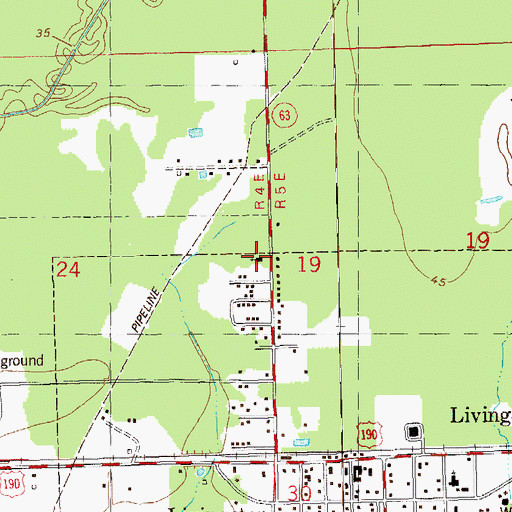Topographic Map of Saint Marys Baptist Church, LA