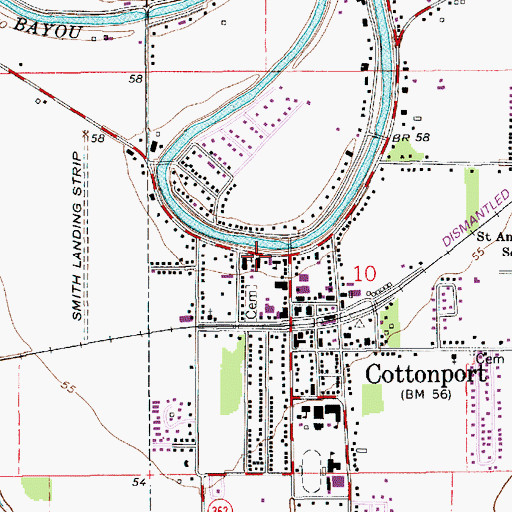 Topographic Map of Saint Marys Catholic Church, LA
