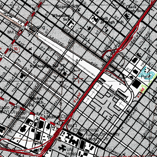 Topographic Map of Saint Matthew Baptist Church, LA