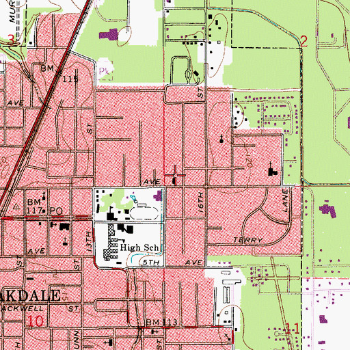Topographic Map of Saint Matthew Baptist Church, LA