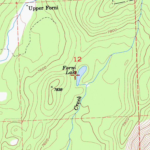Topographic Map of Forni Lake, CA