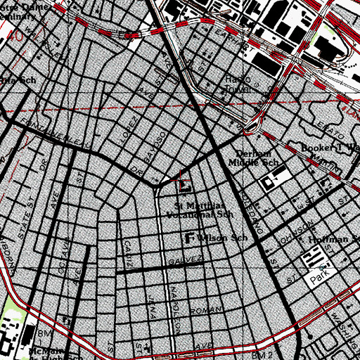 Topographic Map of Saint Matthias Church, LA