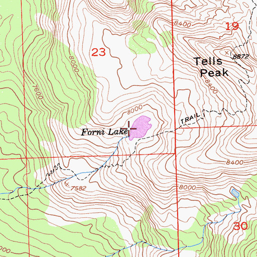 Topographic Map of Forni Lake, CA