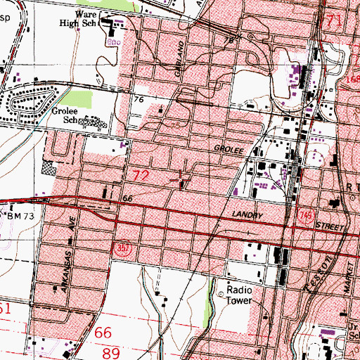 Topographic Map of Saint Paul Baptist Church, LA
