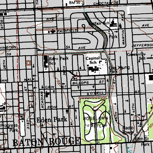 Topographic Map of Saint Pauls Catholic Church, LA