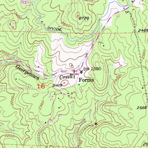 Topographic Map of Fornis, CA