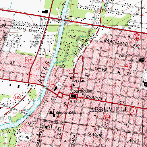 Topographic Map of Saint Pauls Episcopal Church, LA