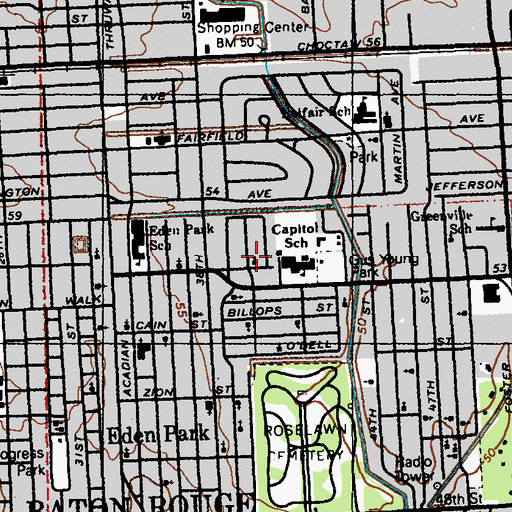 Topographic Map of Saint Peter Baptist Church, LA