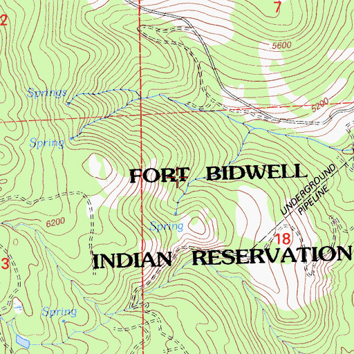 Topographic Map of Fort Bidwell Reservation, CA