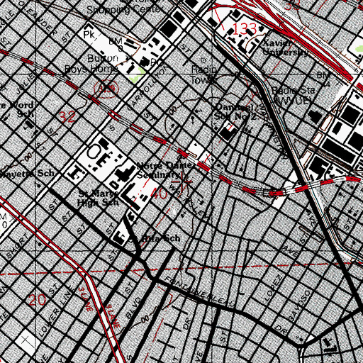 Topographic Map of Saint Peters Baptist Church, LA
