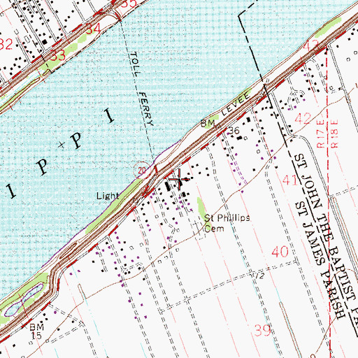 Topographic Map of Saint Philip Catholic Church, LA