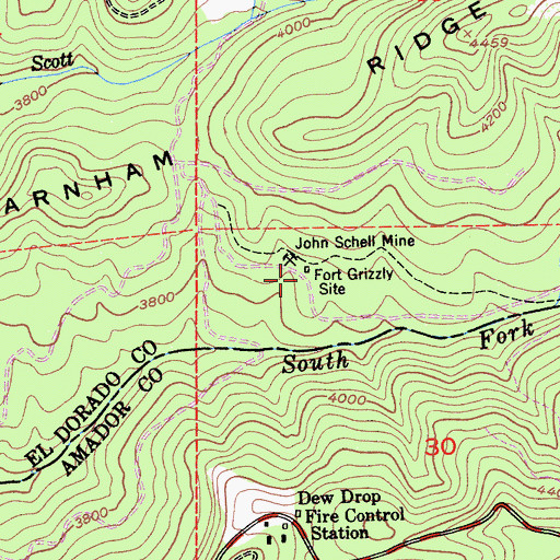 Topographic Map of Fort Grizzly Site, CA
