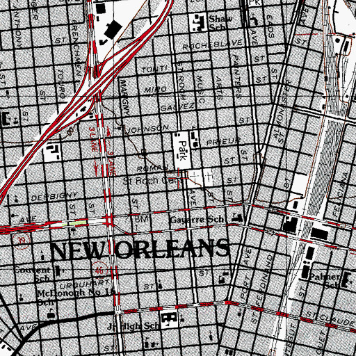 Topographic Map of Saint Roch Community Church, LA
