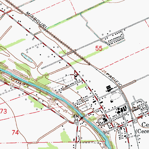 Topographic Map of Saint Rose of Lima Church, LA