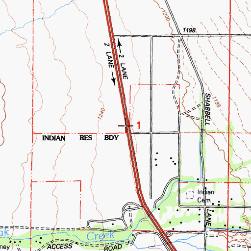 Topographic Map of Fort Independence Reservation, CA