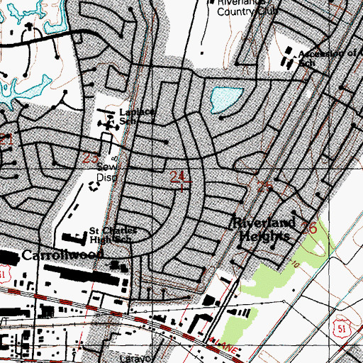 Topographic Map of Saint Timothys Episcopal Church, LA