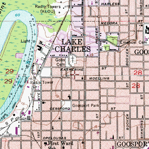 Topographic Map of Saints Memorial Church of God, LA