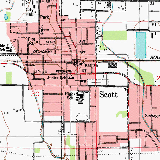 Topographic Map of Saints Peter and Paul Catholic Church, LA
