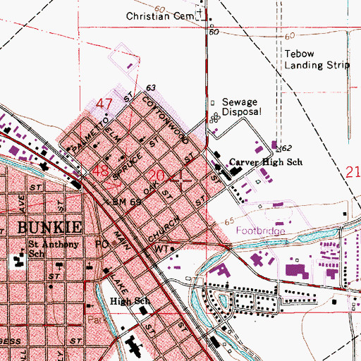 Topographic Map of Salem Baptist Church, LA