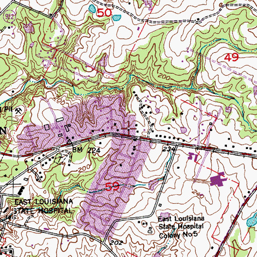 Topographic Map of Second Baptist Church, LA