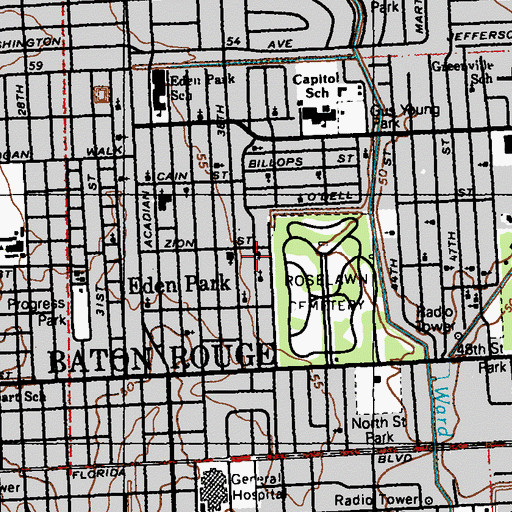 Topographic Map of Second Commandment Church, LA