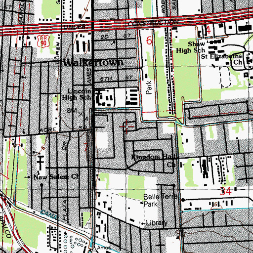 Topographic Map of Second Highway Baptist Church, LA