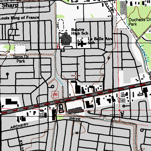 Topographic Map of Sending Out the Word Church, LA