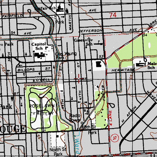 Topographic Map of Shabach World Ministries, LA
