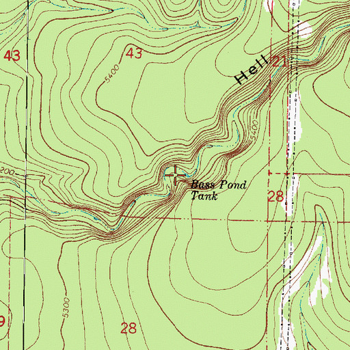 Topographic Map of Bass Pond Tank, AZ