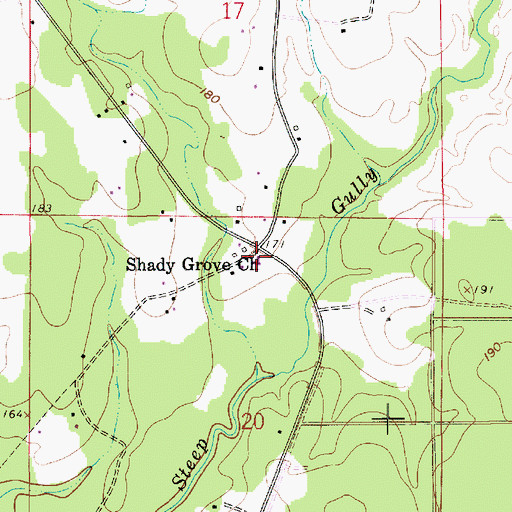 Topographic Map of Shady Grove Baptist Church, LA